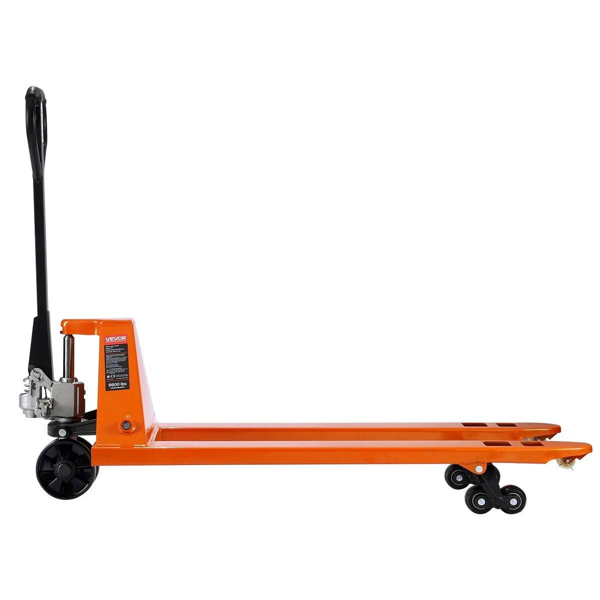 Hand pallet truck, 3 t load capacity, with 122 × 68.6 cm forks for material handling, fork lifting height range 85–180 mm, suitable for warehouses, supermarkets and manufacturing