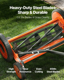 VEVOR manuālais stumjamais ruļļa zāles pļāvējs 45 cm, 5 asmeņi, bez motora, regulējams pļaušanas augstums 35–62 mm, zāles pļāvējs ar zāles savākšanas maisu zālieniem, piebraucamajiem ceļiem un pagalmiem - ZEMLETES.LV