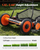 VEVOR manuālais stumjamais ruļļa zāles pļāvējs 45 cm, 5 asmeņi, bez motora, regulējams pļaušanas augstums 35–62 mm, zāles pļāvējs ar zāles savākšanas maisu zālieniem, piebraucamajiem ceļiem un pagalmiem - ZEMLETES.LV