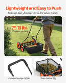 VEVOR manuālais stumjamais ruļļa zāles pļāvējs 45 cm, 5 asmeņi, bez motora, regulējams pļaušanas augstums 35–62 mm, zāles pļāvējs ar zāles savākšanas maisu zālieniem, piebraucamajiem ceļiem un pagalmiem - ZEMLETES.LV