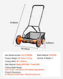 VEVOR manuālais stumjamais ruļļa zāles pļāvējs 45 cm, 5 asmeņi, bez motora, regulējams pļaušanas augstums 35–62 mm, zāles pļāvējs ar zāles savākšanas maisu zālieniem, piebraucamajiem ceļiem un pagalmiem - ZEMLETES.LV