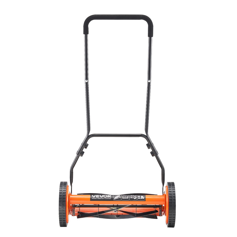 VEVOR manuālais stumjamais ruļļa zāles pļāvējs 45 cm, 5 asmeņi, bez motora, regulējams pļaušanas augstums 35–62 mm, zāles pļāvējs ar zāles savākšanas maisu zālieniem, piebraucamajiem ceļiem un pagalmiem - ZEMLETES.LV