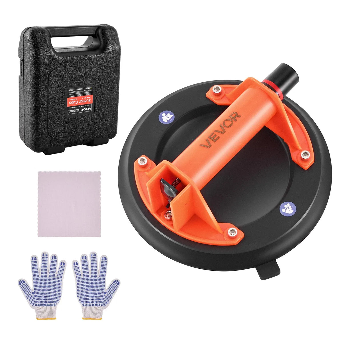 VEVOR Vacuum Suction Cup Lifter, 203 mm, with ABS Handle, Maximum Lifting Capacity 180 kg, Suitable for Tiles, Granite, Drywall and Windows, Includes Carrying Bag (1 pc.)