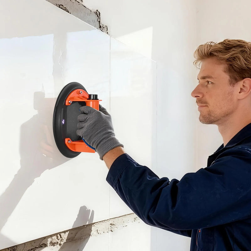 VEVOR vakuuma piesūcekņa pacēlājs, 203 mm, ar ABS rokturi, maksimālā pacelšanas kapacitāte 180 kg, piemērots flīzēm, granītam, ģipškartonam un logiem, komplektā pārvadāšanas soma (1 gab.)