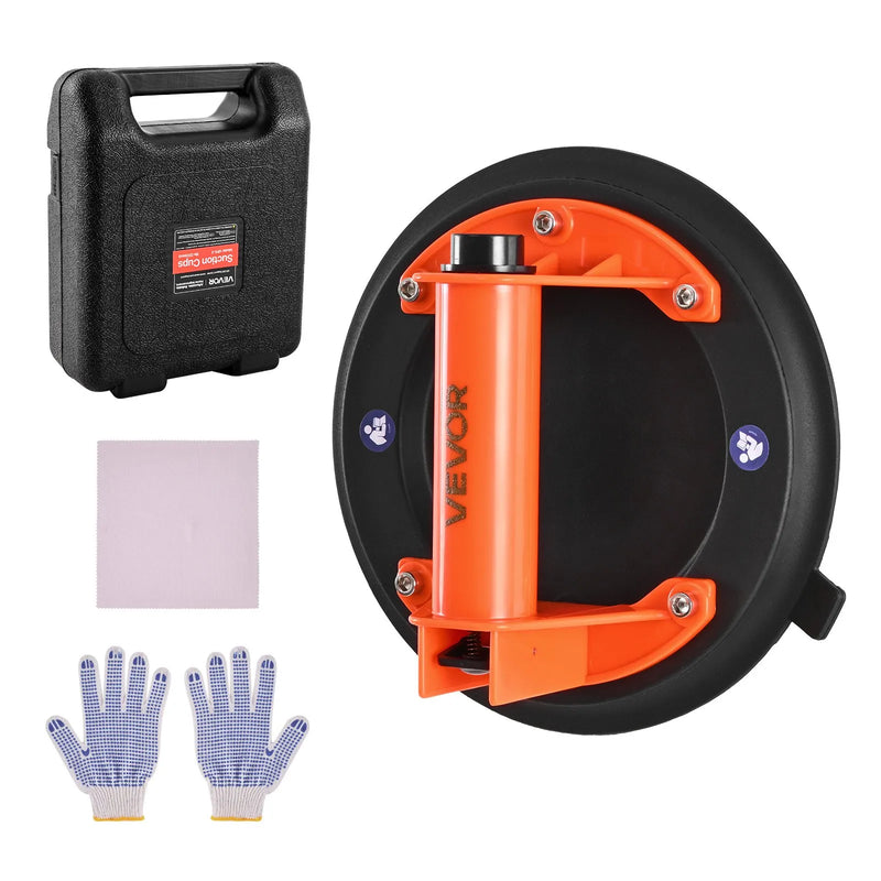 VEVOR vakuuma piesūcekņa pacēlājs, 203 mm, ar ABS rokturi, maksimālā pacelšanas kapacitāte 180 kg, piemērots flīzēm, granītam, ģipškartonam un logiem, komplektā pārvadāšanas soma (1 gab.)