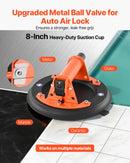 VEVOR vakuuma piesūcekņa pacēlājs, 203 mm, ar metāla rokturi, maksimālā pacelšanas kapacitāte 195 kg, piemērots flīzēm, granītam, ģipškartonam un logiem, komplektā pārvadāšanas soma (2 gab.)