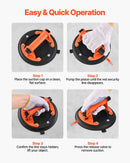 VEVOR vakuuma piesūcekņa pacēlājs, 203 mm, ar metāla rokturi, maksimālā pacelšanas kapacitāte 195 kg, piemērots flīzēm, granītam, ģipškartonam un logiem, komplektā pārvadāšanas soma (2 gab.)