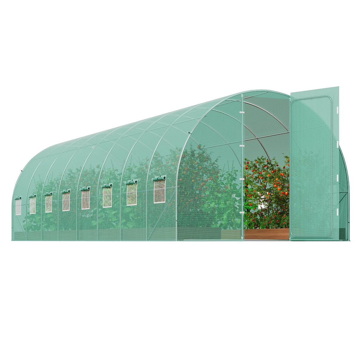 VEVOR pārnēsājama augu siltumnīca 8,34 x 2,9 x 2,25 m, galvanizēts rāmis, PE pārklājums, zaļa