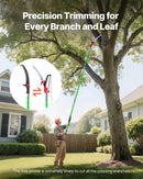 Manuālais teleskopiskais zaru zāģis ar šķērēm 118-809 cm, ar asmeni no 65Mn tērauda, vieglu stiklašķiedras kātu, paredzēts augstu zaru, palmu un krūmu apgriešanai