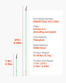 Manuālais teleskopiskais zaru zāģis 118-809 cm, ar asmeni no 65Mn tērauda, vieglu stiklašķiedras kātu un dubulto āķveida zāģa asmeni, paredzēts augstu zaru, palmu un krūmu apgriešanai