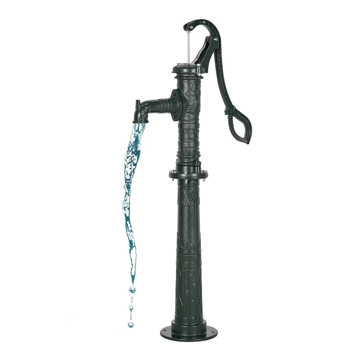 VEVOR Antique Cast Iron Hand Well Water Pump with Elevated Base, Maximum Pumping Height 6 m, 32 mm NPT Connection, Easy Installation, Suitable for Garden, Pond, Yard and Farm, Green