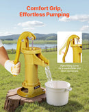 VEVOR antīks rokas akas ūdens sūknis no čuguna ar manuālu darbību, maksimālais sūknēšanas augstums 7,6 m, NPT 32 mm pieslēgums, vienkārša uzstādīšana, piemērots dārzam, dīķim, pagalmam un saimniecībai, dzeltens