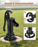 VEVOR manuālais akas rokas sūknis no čuguna, pacelšanas augstums līdz 7,6 m, NPT 1¼″ pieslēgums, antīka dizaina ūdens sūknis āra lietošanai dārzā, dīķī, pagalmā un saimniecībā, melnā krāsā