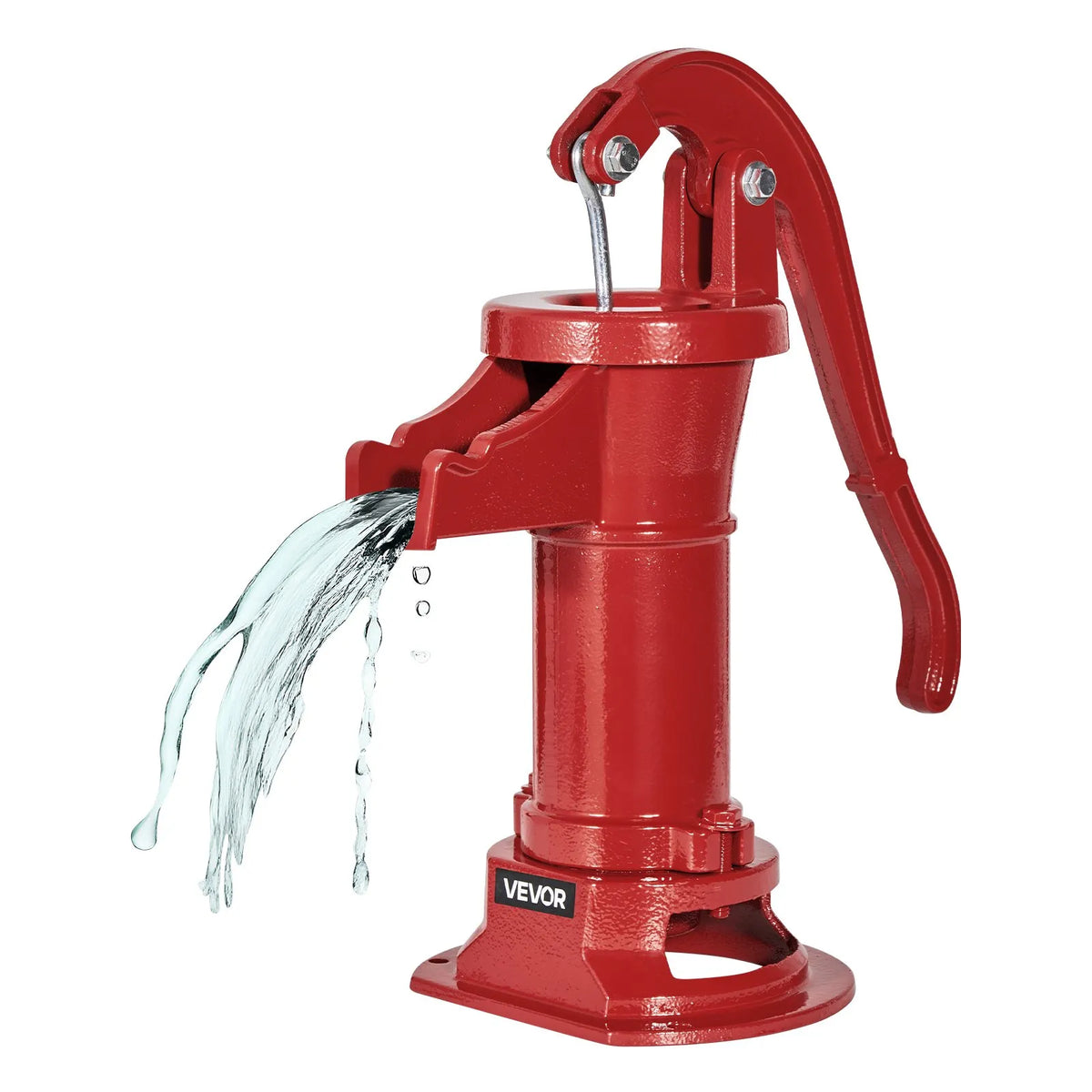 VEVOR Manual Cast Iron Well Hand Pump, Lifting Height up to 7.6 m, NPT 1¼″ Connection, Antique Design Water Pump for Outdoor Use in Garden, Pond, Yard and Farm, Red