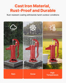 VEVOR manuālais akas rokas sūknis no čuguna, pacelšanas augstums līdz 7,6 m, NPT 1¼″ pieslēgums, antīka dizaina ūdens sūknis āra lietošanai dārzā, dīķī, pagalmā un saimniecībā, sarkanā krāsā