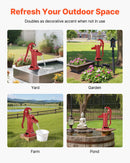 VEVOR manuālais akas rokas sūknis no čuguna, pacelšanas augstums līdz 7,6 m, NPT 1¼″ pieslēgums, antīka dizaina ūdens sūknis āra lietošanai dārzā, dīķī, pagalmā un saimniecībā, sarkanā krāsā