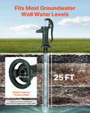 VEVOR manuālais akas rokas sūknis no čuguna, pacelšanas augstums līdz 7,6 m, NPT 1¼″ pieslēgums, antīka dizaina ūdens sūknis dārzam, dīķim, pagalmam un saimniecībai