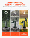 VEVOR manuālais akas rokas sūknis no čuguna, pacelšanas augstums līdz 7,6 m, NPT 1¼″ pieslēgums, antīka dizaina ūdens sūknis dārzam, dīķim, pagalmam un saimniecībai