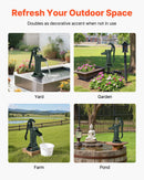 VEVOR manuālais akas rokas sūknis no čuguna, pacelšanas augstums līdz 7,6 m, NPT 1¼″ pieslēgums, antīka dizaina ūdens sūknis dārzam, dīķim, pagalmam un saimniecībai