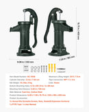 VEVOR manuālais akas rokas sūknis no čuguna, pacelšanas augstums līdz 7,6 m, NPT 1¼″ pieslēgums, antīka dizaina ūdens sūknis dārzam, dīķim, pagalmam un saimniecībai