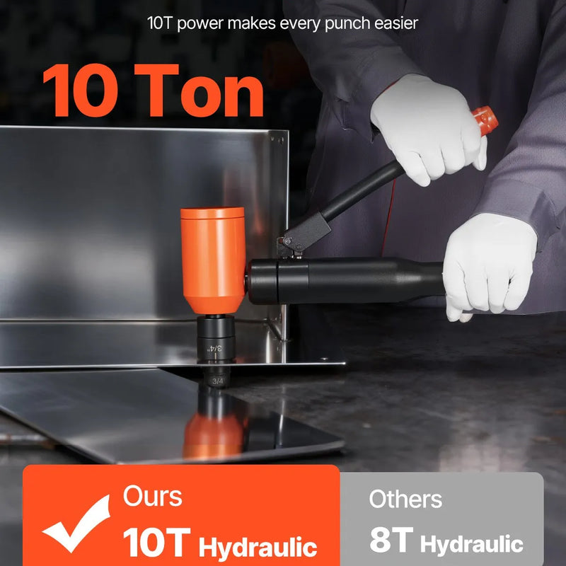 VEVOR hidrauliskais caurumu izsišanas instrumentu komplekts, 98,07 kN, caurumu diametrs 12,7–50,8 mm, ar 6 matricām, metāla elektroinstalācijas un vadības skapjiem