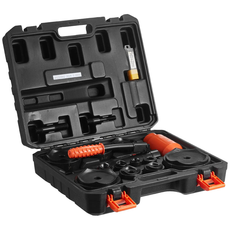 VEVOR hidrauliskais caurumu izsišanas komplekts 147,1 kN, caurumu izveides instrumentu komplekts 12,7–101,6 mm ar 10 matricām metāla elektroinstalācijas, vadības un sadales skapjiem