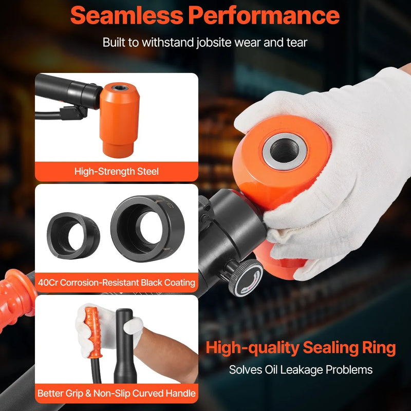 VEVOR hidrauliskais caurumu izsišanas komplekts 147,1 kN, caurumu izveides instrumentu komplekts 12,7–101,6 mm ar 10 matricām metāla elektroinstalācijas, vadības un sadales skapjiem