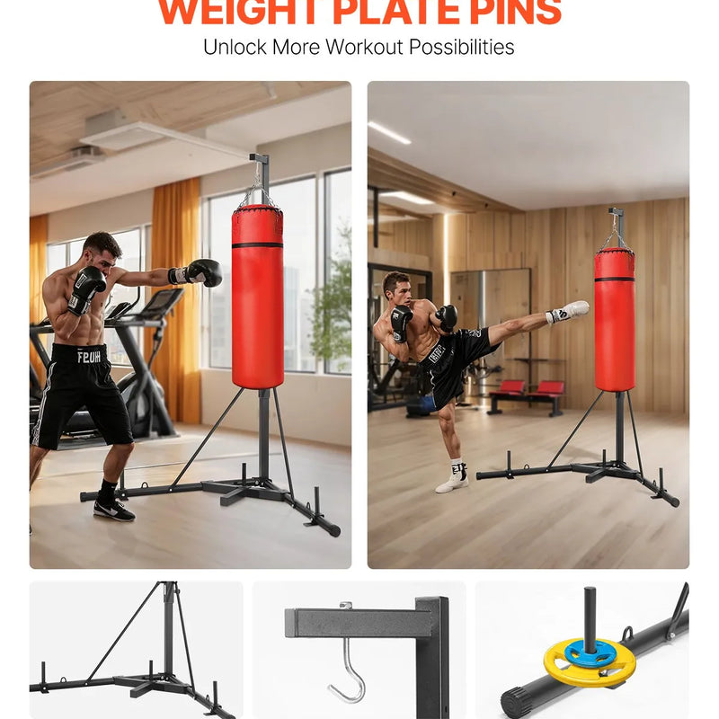 Izturīga boksa maisa statīvs – tērauda konstrukcija ar regulējamu augstumu fitnesam