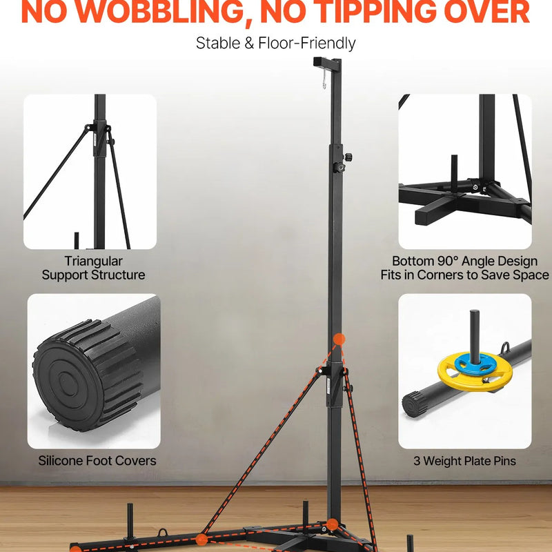 Izturīga boksa maisa statīvs – tērauda konstrukcija ar regulējamu augstumu fitnesam