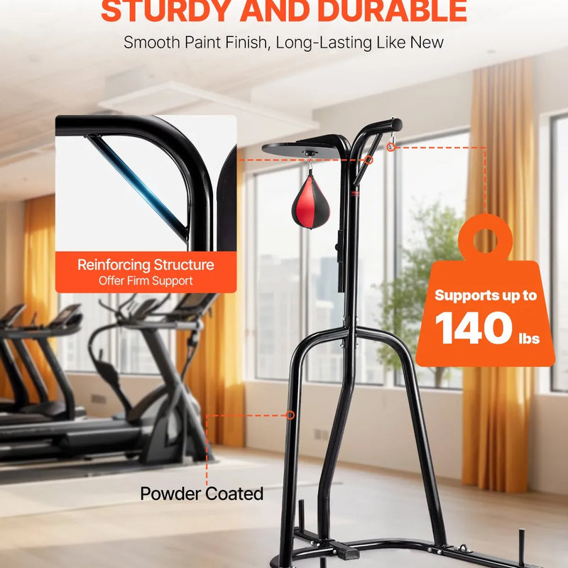 2 vienā izturīgs boksa maisa statīvs - tērauda fitnesa stends