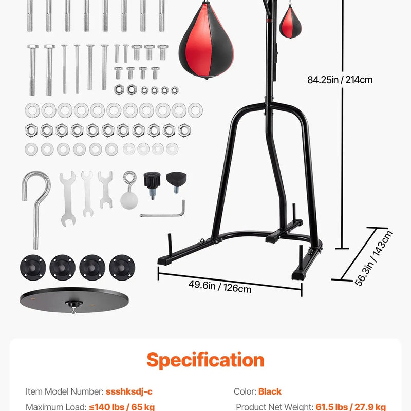 2 vienā izturīgs boksa maisa statīvs - tērauda fitnesa stends