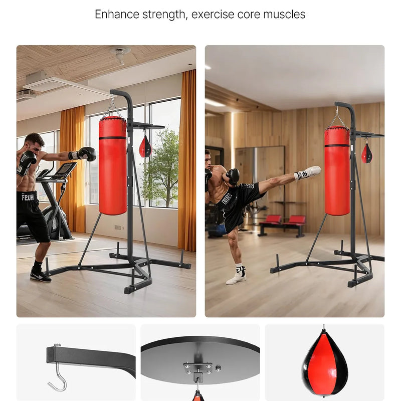2 vienā izturīgs boksa maisa statīvs - tērauda fitnesa stends