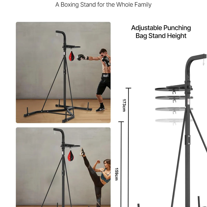 2 vienā izturīgs boksa maisa statīvs - tērauda fitnesa stends