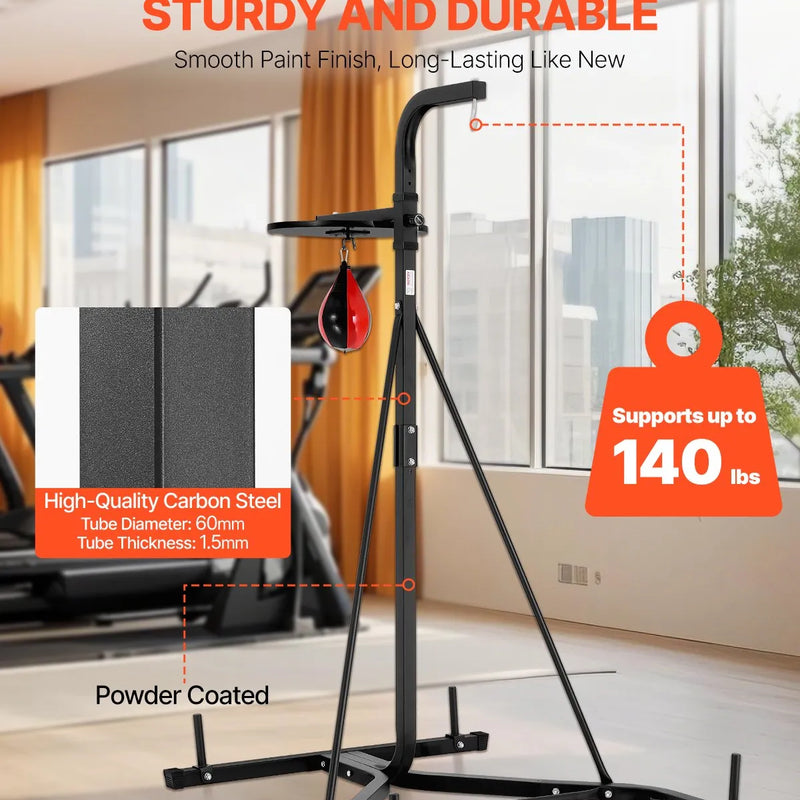 2 vienā izturīgs boksa maisa statīvs - tērauda fitnesa stends
