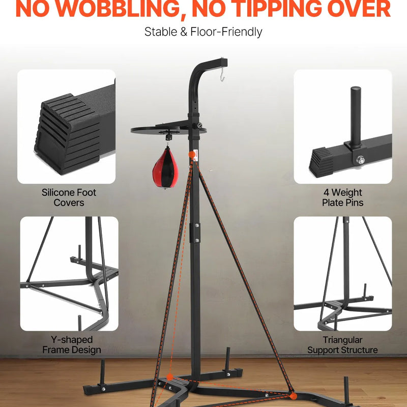 2 vienā izturīgs boksa maisa statīvs - tērauda fitnesa stends