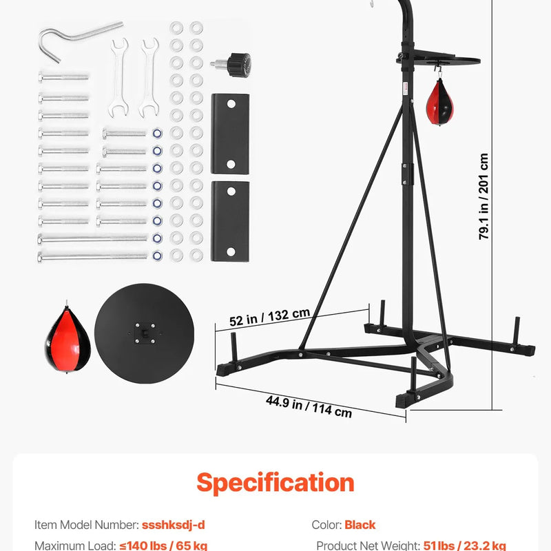 2 vienā izturīgs boksa maisa statīvs - tērauda fitnesa stends