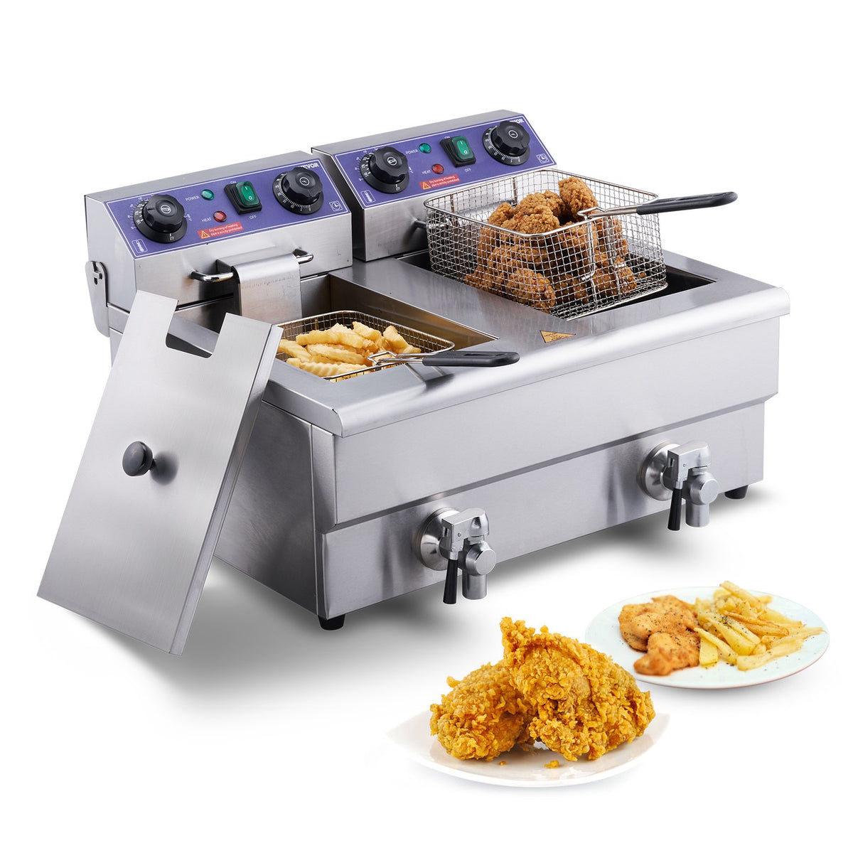 VEVOR kommertsfritüür 6000 W topeltmahutiga, lauamudel