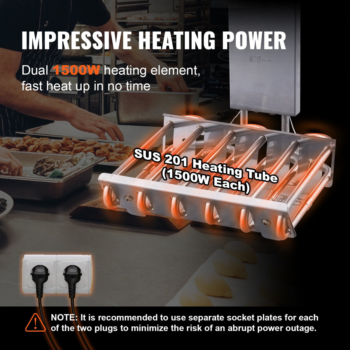 VEVOR kommertsfritüür 6000 W topeltmahutiga, lauamudel