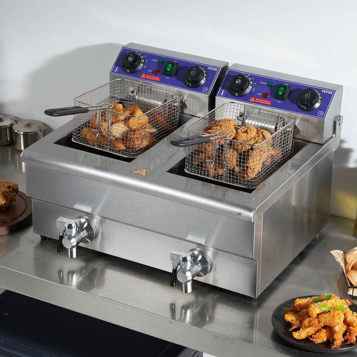 VEVOR kommertsfritüür 6000 W topeltmahutiga, lauamudel