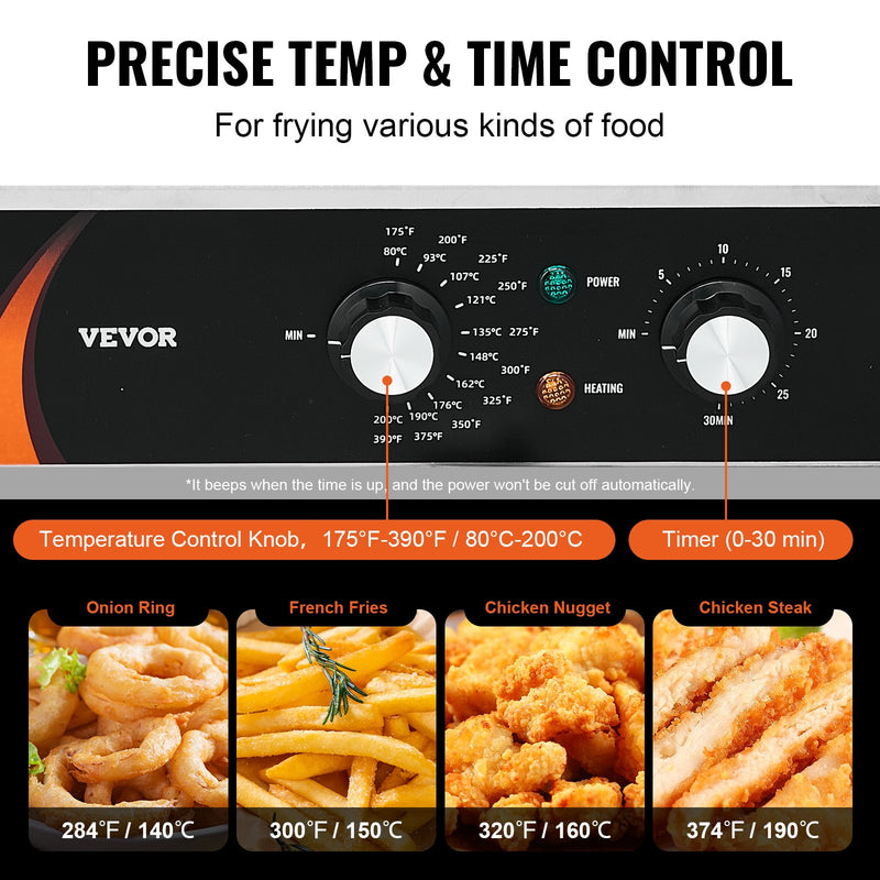 Komerciālā elektriskā friteze, 3000 W, dubultā tvertne, 2×8.5 l, galda modelis