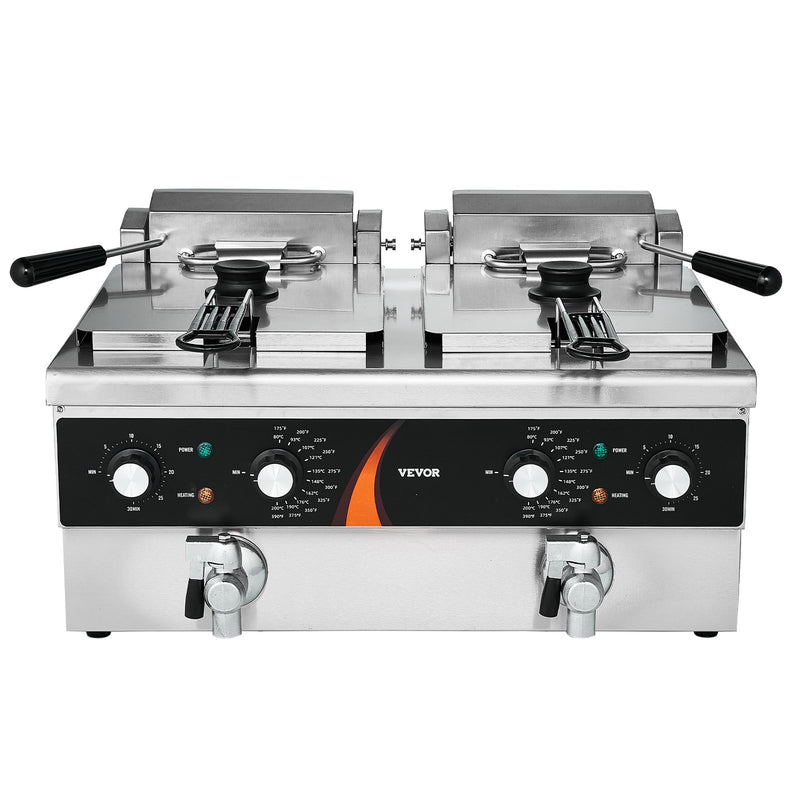 Komerciālā elektriskā friteze, 3000 W, dubultā tvertne, 2×8.5 l, galda modelis