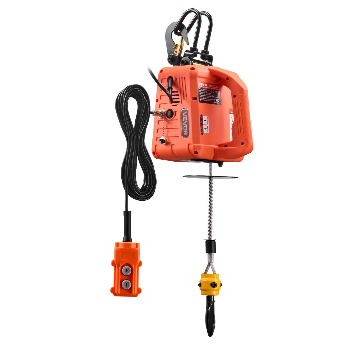 VEVOR 3 vienā elektriskais vinčas pacēlājs, 500 kg kapacitāte, 1500 W pārnēsājams elektriskais vinčas krāns, pacelšanas augstums 7,6 m, ātrums 5 m/min ar manuālo, vadu un bezvadu tālvadību rūpnīcai, noliktavai vai garāžai