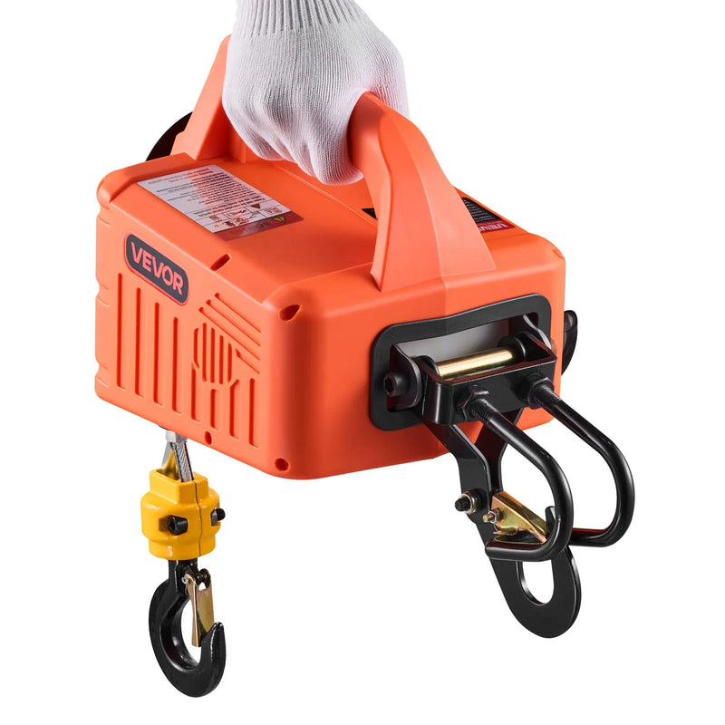 VEVOR 3 vienā elektriskais vinčas pacēlājs, 500 kg kapacitāte, 1500 W pārnēsājams elektriskais vinčas krāns, pacelšanas augstums 7,6 m, ātrums 5 m/min ar manuālo, vadu un bezvadu tālvadību rūpnīcai, noliktavai vai garāžai
