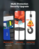 VEVOR 3 vienā elektriskais vinčas pacēlājs, 500 kg kapacitāte, 1500 W pārnēsājams elektriskais vinčas krāns, pacelšanas augstums 7,6 m, ātrums 5 m/min ar manuālo, vadu un bezvadu tālvadību rūpnīcai, noliktavai vai garāžai