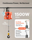 VEVOR 3 vienā elektriskais vinčas pacēlājs, 500 kg kapacitāte, 1500 W pārnēsājams elektriskais vinčas krāns, pacelšanas augstums 7,6 m, ātrums 5 m/min ar manuālo, vadu un bezvadu tālvadību rūpnīcai, noliktavai vai garāžai