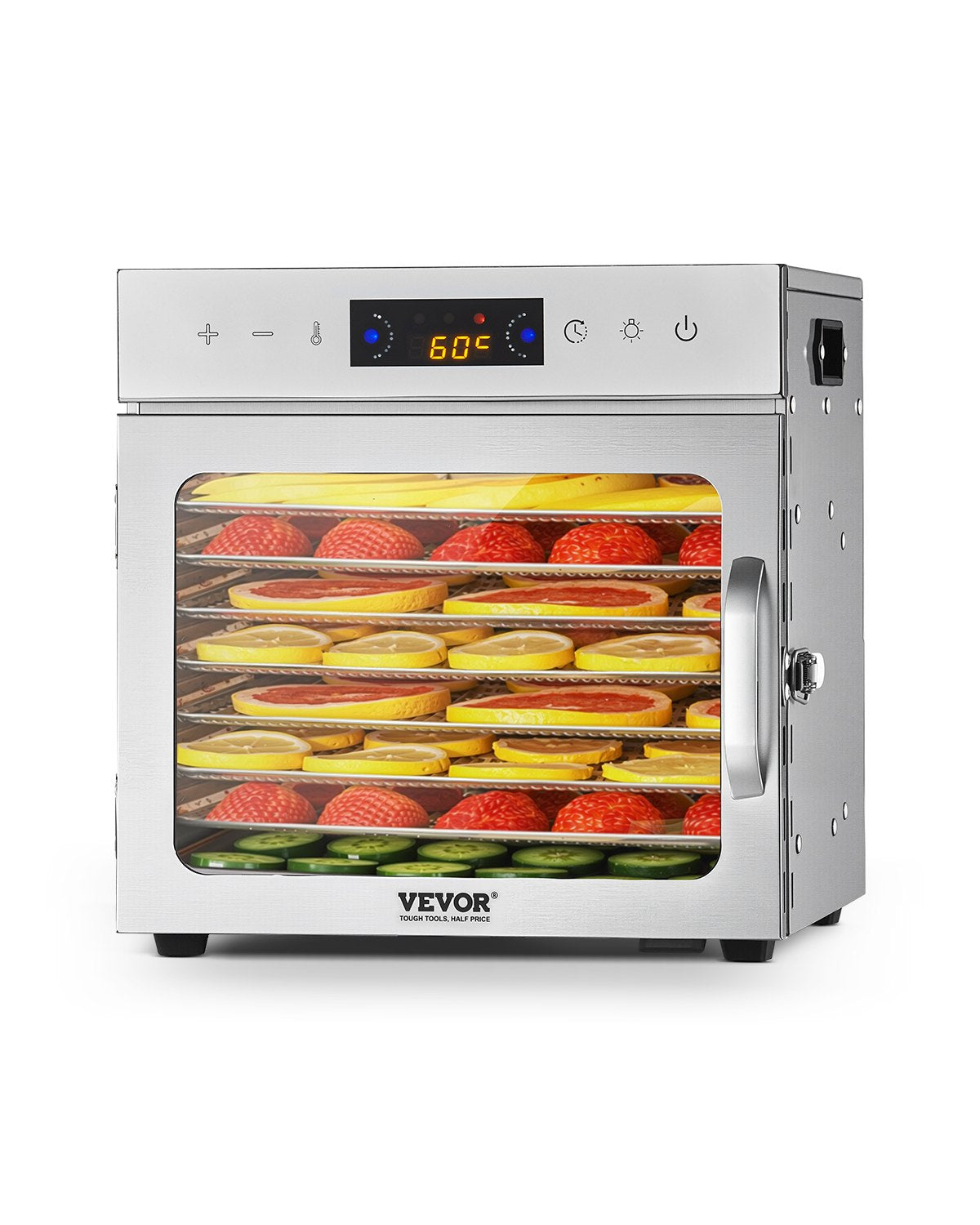 VEVOR pārtikas dehidrators 400 W ar 8 paplātēm, nerūsējošā tērauda