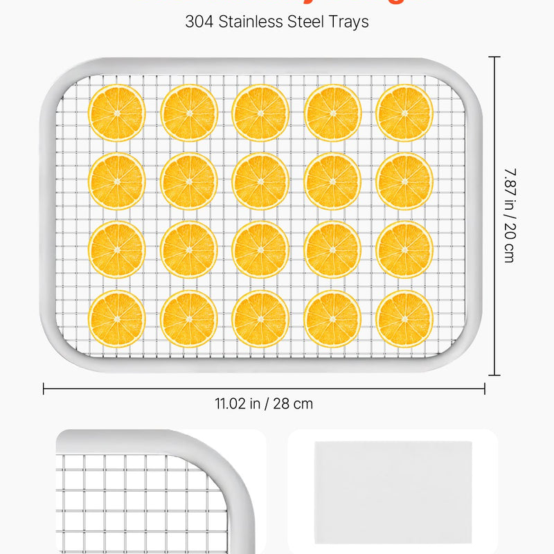 VEVOR pārtikas dehidrators ar 8 paplātēm, 400 W, nerūsējošais tērauds