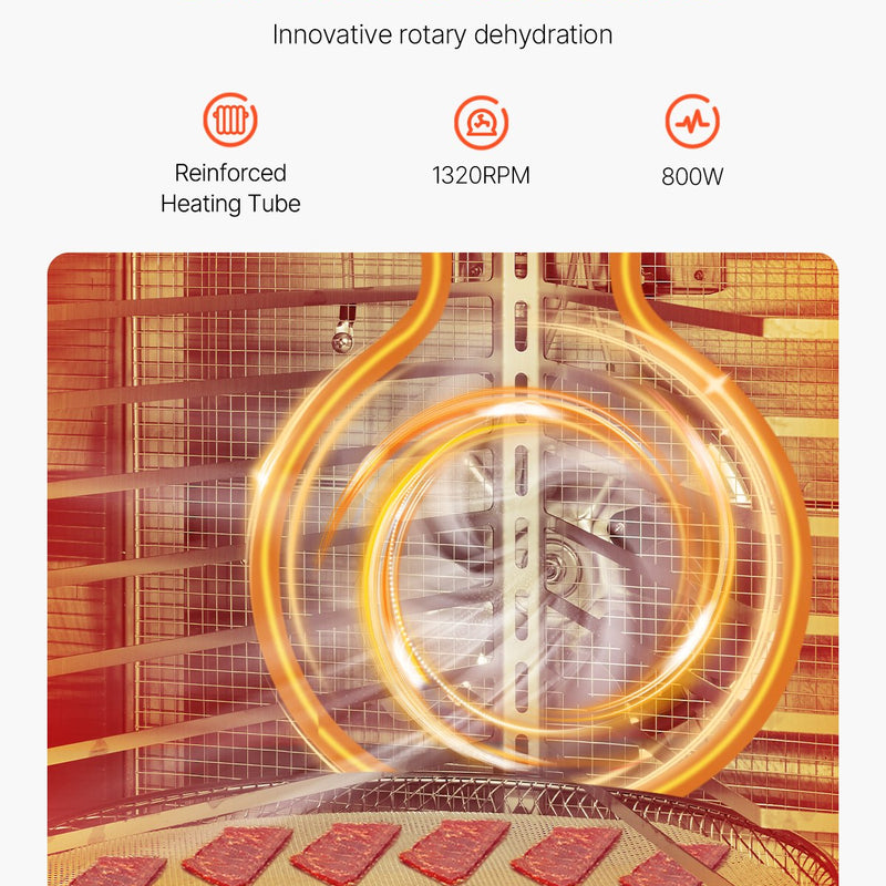 VEVOR 12 trauku rotējošais pārtikas žāvētājs, 800W, nerūsējošais tērauds