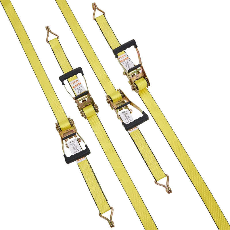 Sprūdrata kravas stiprinājuma siksnu komplekts (4 gab.), 2268 kg pārrāvuma slodze, dubultie J āķi, 50 mm x 4,57 m augstākās kvalitātes siksnas ar polsterētiem rokturiem kravas, sadzīves tehnikas un dārza tehnikas drošai nostiprināšanai un pārvietošanai