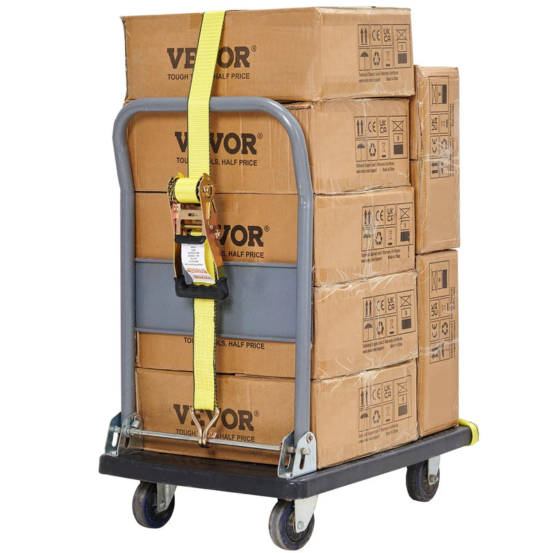 Sprūdrata kravas nostiprināšanas siksnu komplekts, 4 gab., 4 536 kg pārrāvuma izturība, dubultie J āķi, 50,8 mm x 8,23 m siksnas ar polsterētiem rokturiem kravu, sadzīves tehnikas un dārza tehnikas drošai nostiprināšanai